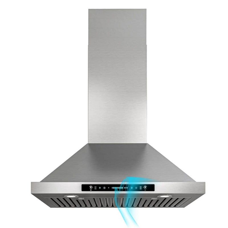 Airmeet - 30 in. 900 CFM Convertible Wall Mount Downdraft System in Stainless Steel 4-Speed, Touch and Gesture Control