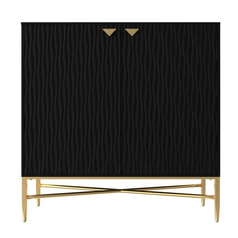 sumyeg - Black 32.87 in. H 2-Door Accent Storage Cabinet with Adjustable Shelf