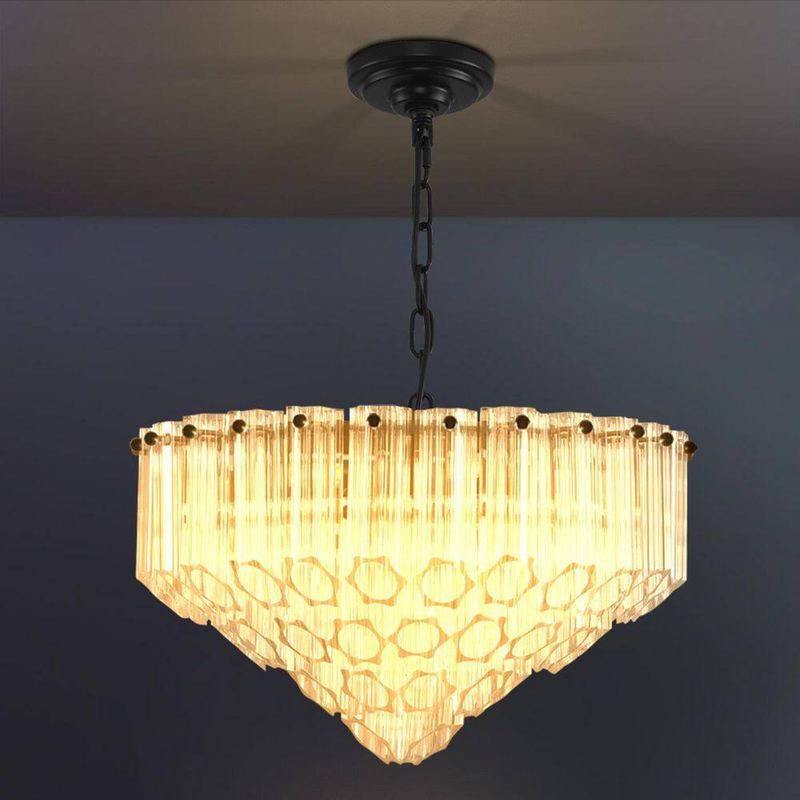 PUYRNF - Modern 14 in. Round Chandelier, Luxury 6-Light Black Chandelier for Foyer, Living Room, Staircase, Dining Room