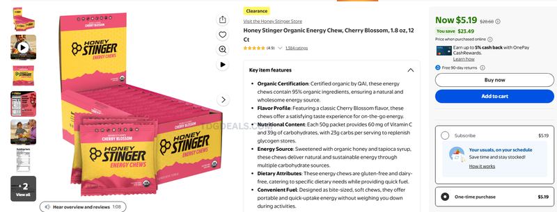 HONEY STINGER ENERGY CHEWS CLEARANCE