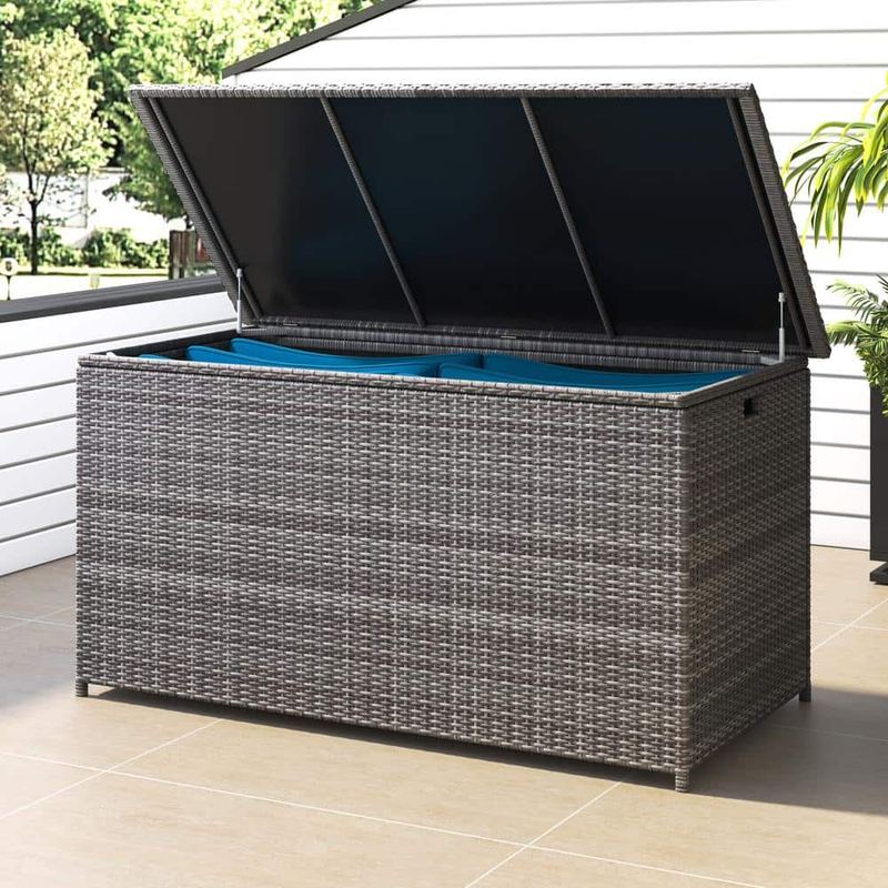 CORVUS - 202 Gallon Dark Gray Resin Wicker Storage Deck Box