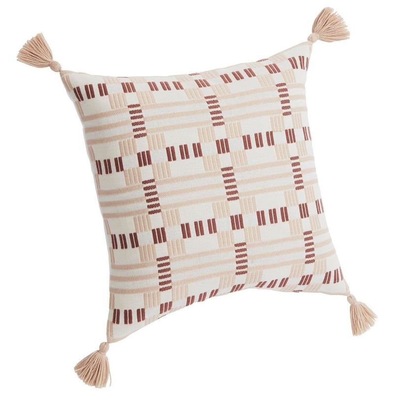 Hampton Bay - 20 in. x 20 in. Woven Outdoor Patio Throw Pillow in Putty Geo