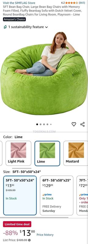 88% OFF 5FT MEMORY FOAM BEAN BAG CHAIR