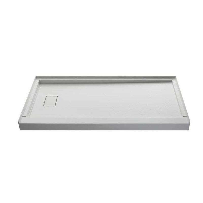 YINVANI - 60 in. L x 36 in. W Alcove SMC Shower Pan Base with Left Drain