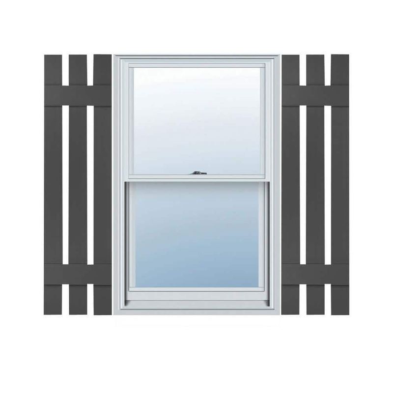 Builders Edge - 12 in. W x 50 in. H TailorMade Three Board Spaced (2 Batten), Board-n-Batten Shutters - Tuxedo Grey