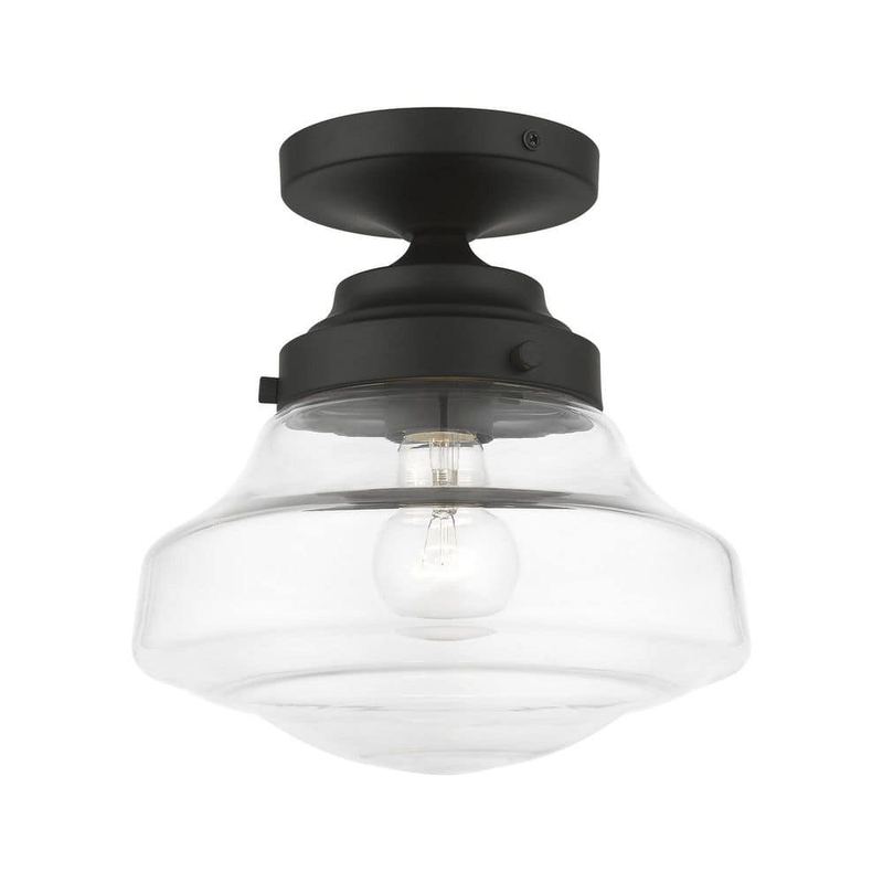 AVIANCE LIGHTING - Ghessington 9 in. 1-Light Black Semi Flush Mount with Clear Glass