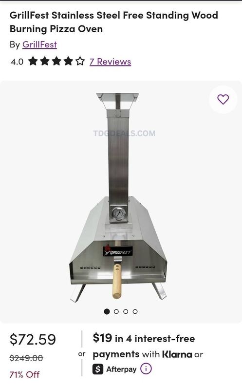 GRILLFEST STAINLESS STEEL WOOD-BURNING PIZZA OVEN - $72.59