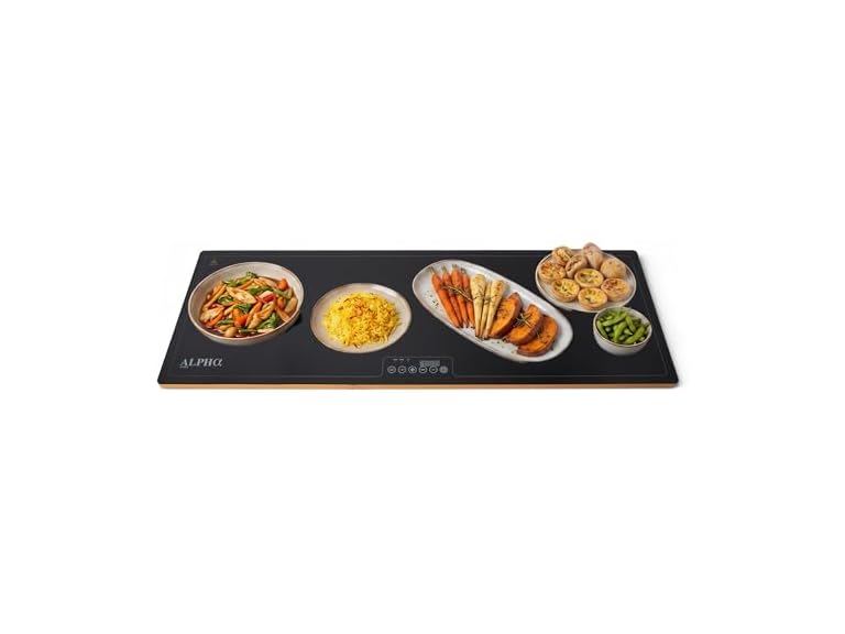 Alpha Living Warming Tray for Food – 40 Inch Glass Top Food Warmer