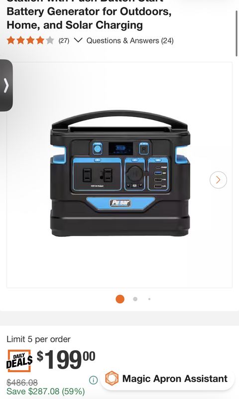 $486.08 Pulsar 500W Portable Power Station for $199