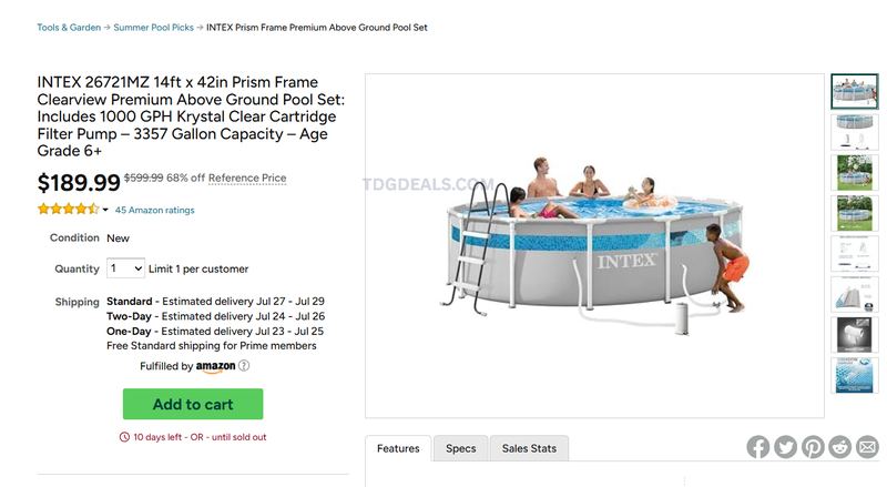 INTEX 14' CLEARVIEW POOL — $189.99