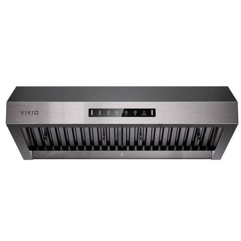 VIKIO - 30 in. 938 CFM Ducted Under Cabinet Range Hood in Black Stainless Steel w/ Removable Lights, Steel Filters, PVD Coating