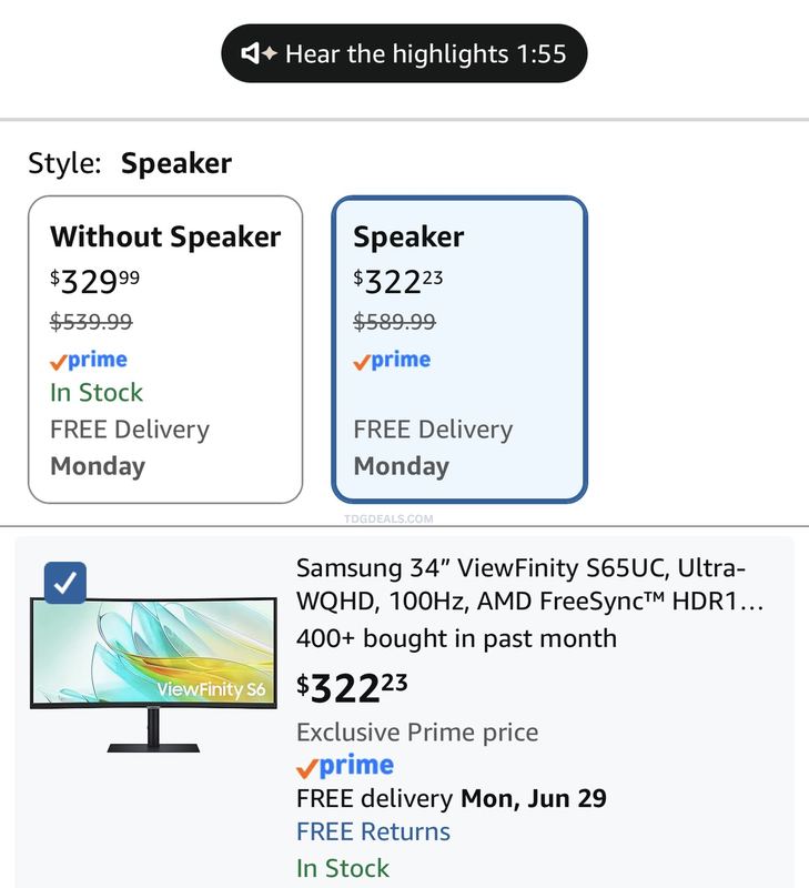 Lowest price we’ve seen on the Samsung 34” ViewFinity Monitor.