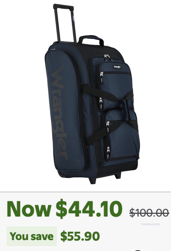 $100 WRANGLER 30-IN ROLLING DUFFEL FOR $44.10