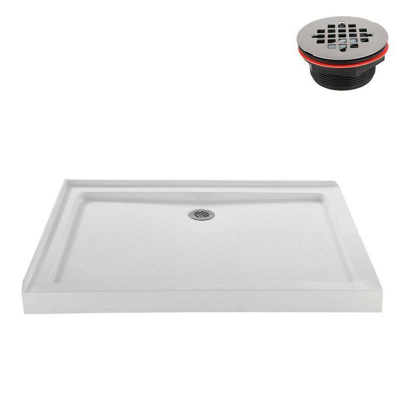 Streamline - NT-346-484-RH 48 in. L x 34 in. W Corner Acrylic Shower Pan Base, Glossy White with Right Drain, ABS Drain Included