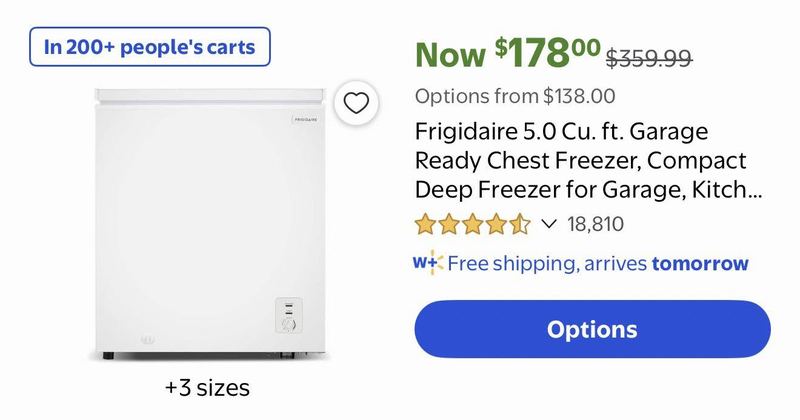 chest freezer sale - $178 reg $359