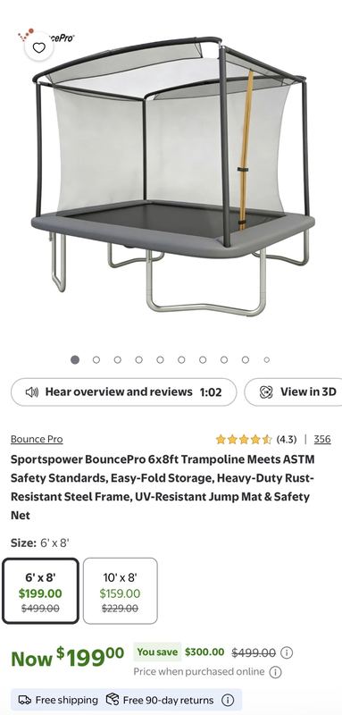6x8 ft Trampoline