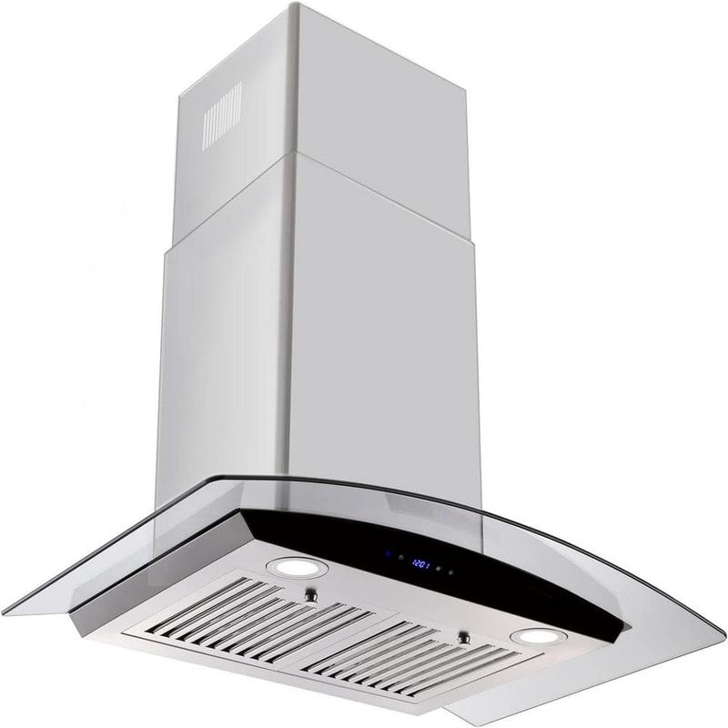 Denjol - 36 in. 900 CFM Ducted/Ductless Convertible Wall Mount Range Hood in Stainless Steel with Gesture Sensing & Touch Control