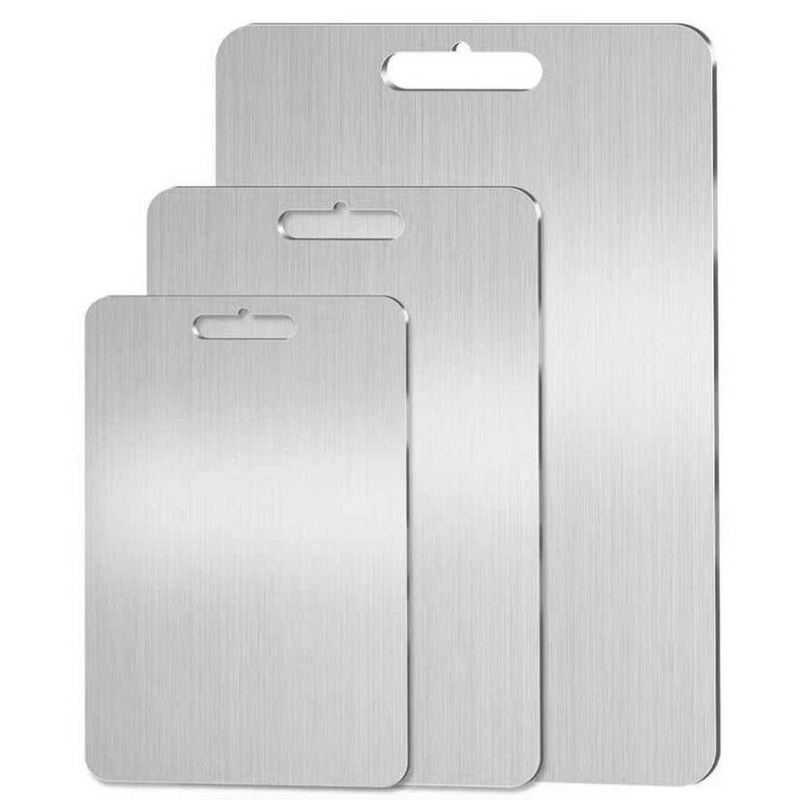INSTER - 3-Pieces Sided Food Grade Rust Titanium Cutting Board 11.8 x 7.8 13.8 x 9.4 18 x 11.8 in. Durable, Sanitary Kitchen Tool