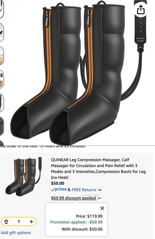 $119.99 QUINEAR LEG COMPRESSION MASSAGER NOW $50