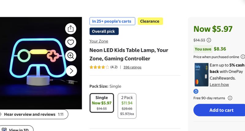 $14.33 - Neon LED Kids Table Lamp 💡