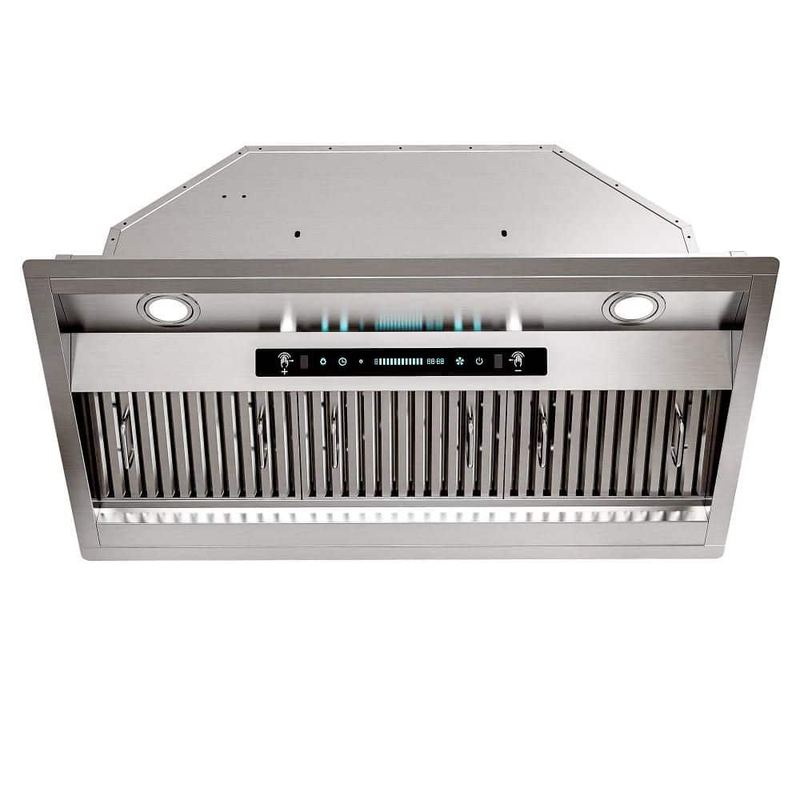 Airmeet - 36 in. 900 CFM Convertible Insert Range Hood in Stainless Steel with 4 Speed Gesture and Touch Control, 2 LED Light