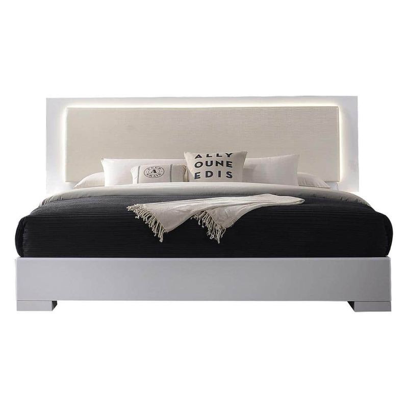 Athens White Lacquer King Modern Platform Bed