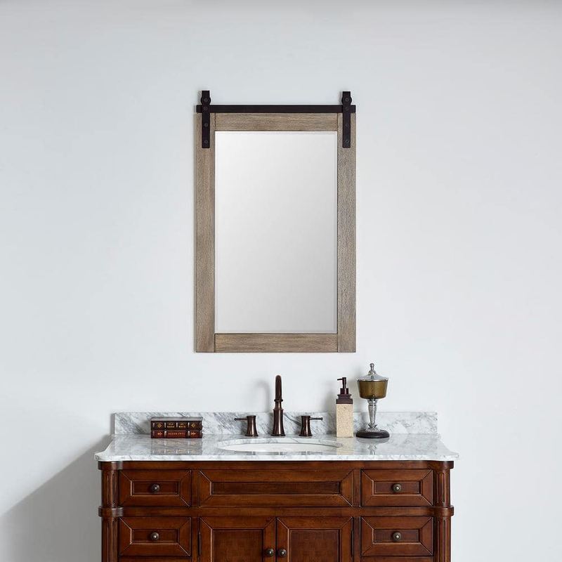 ROSWELL - Cortes 24 in. W x 39.4 in. H Rectangular Framed Wall Bathroom Vanity Mirror in Grey