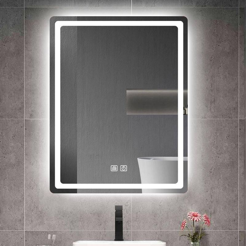 Ximuprmy - 23 in. W x 31 in. H Rectangular Frameless Surface Wall Mount Bathroom Vanity Mirror in Clear