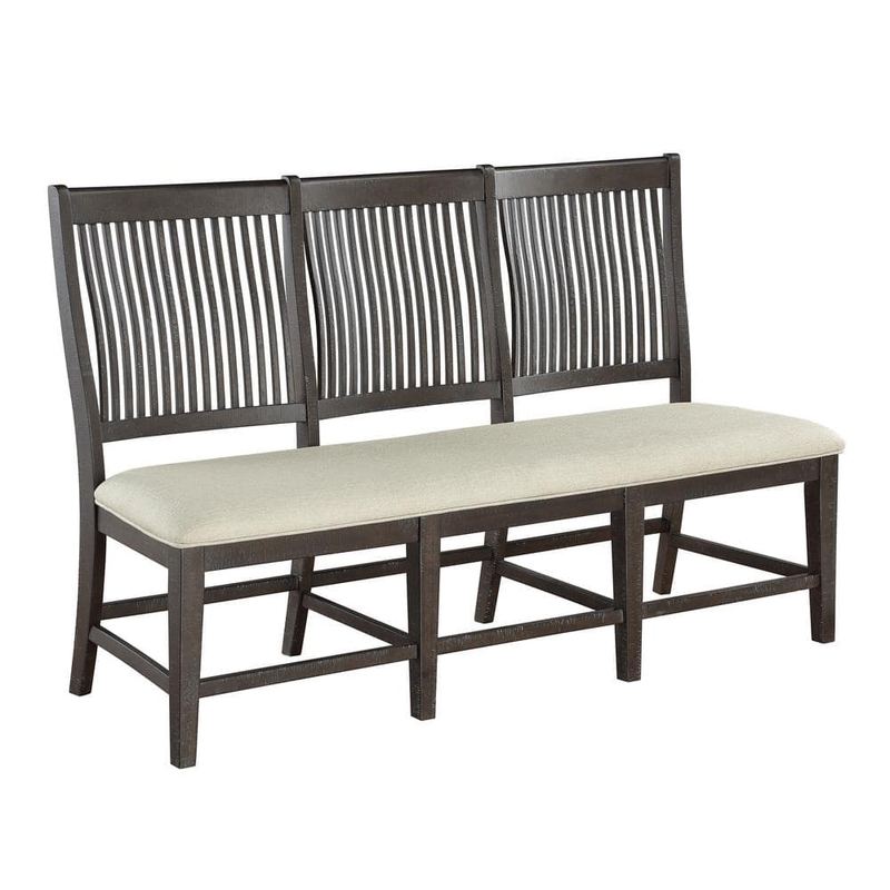 Best Quality Furniture - Brenda Rustic Beige Linen Dining Bench with Back 25 in .