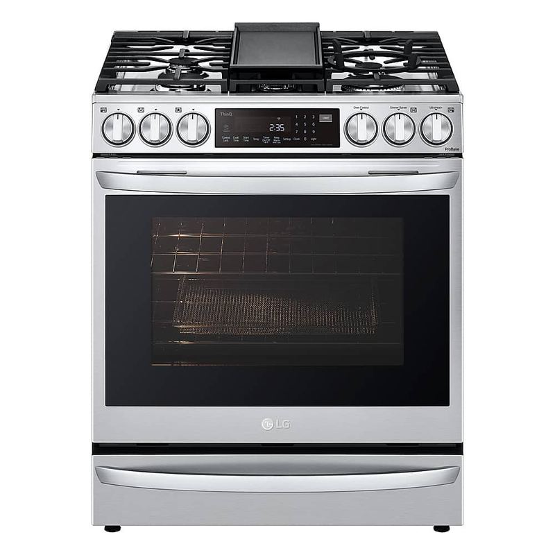 LG - 30-in Wide 6.3 Cu. Ft. Smart Slide-In Gas True Convection Range with 5 Burners, EasyClean and Air Sous-Vide - Stainless Steel