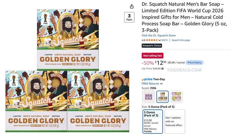 DR. SQUATCH FIFA GOLDEN GLORY 3-PACK — $12