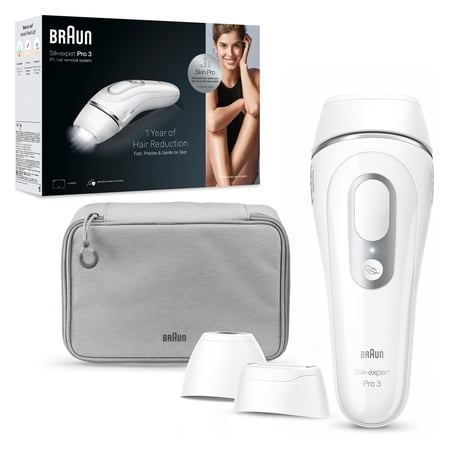 Braun Silk·expert Pro 3, PL3221 IPL for Women and Men, At-Home Hair Removal System, with Venus Razor, Zip Pouch, Wide Head and Precision Head