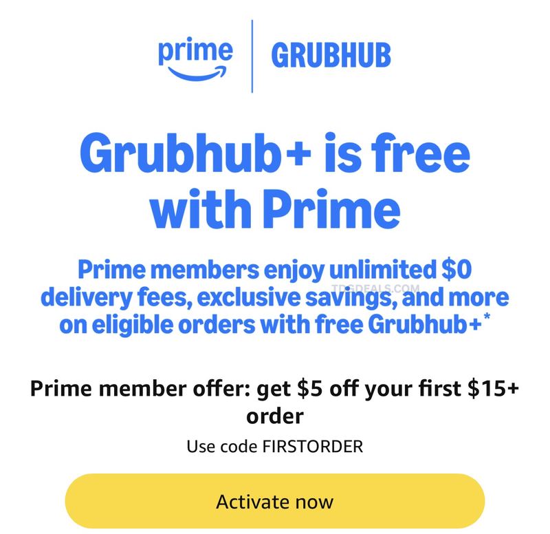 FREE GRUBHUB+ WITH AMAZON PRIME 🍔