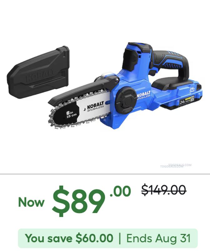 $149 KOBALT CHAINSAW KIT FOR $89