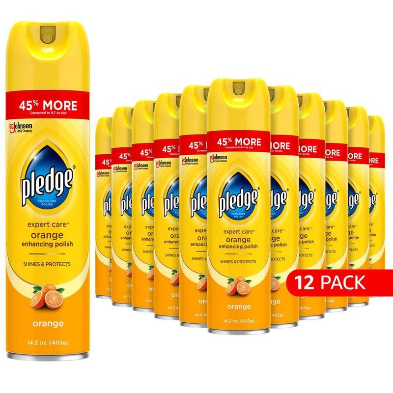 Pledge - 14.2 oz. Orange Wood/Leather/Stainless Steel Enhancing Polish (12-Pack)