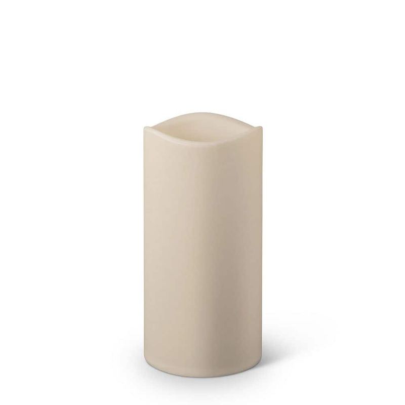 Hampton Bay - 6 in. x 12 in. Bisque Color Resin Indoor/Outdoor Candle with 5-hour Timer, Remote Ready