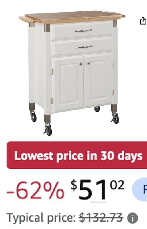 $132.73 HOMESTYLES DOLLY MADISON KITCHEN CART NOW $51.02