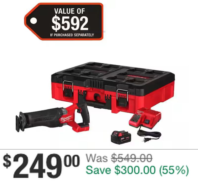 55% OFF MILWAUKEE SAWZALL KIT NOW $249 🛠️