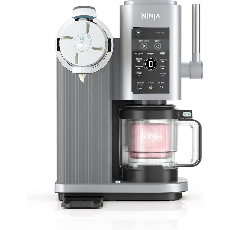 Hooure - 2 qt. Silver Ice Cream Maker Countertop Soft Serve Machine Yield Frozen Yogurt Maker