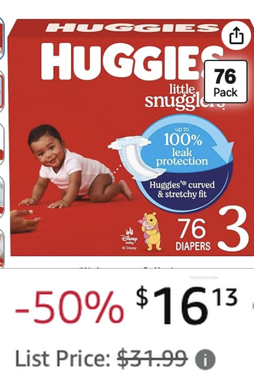 -50% off Huggies Size 3 Diapers
