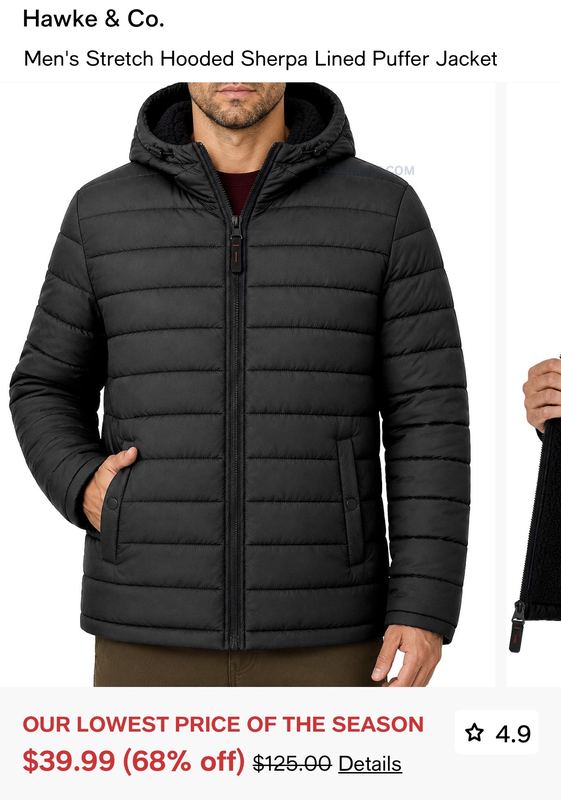 PUFFER JACKET FOR UNDER $40