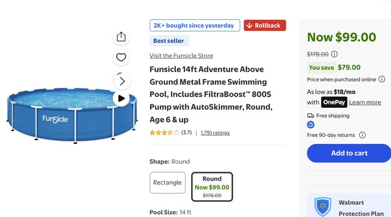 $178 - 14ft Swimming Pool 🏊🏼‍♂️