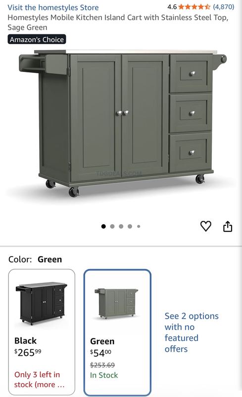 KITCHEN ISLAND CART DROPS TO $54 🔥