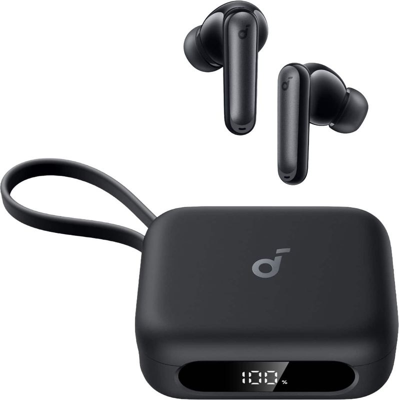Soundcore - by Anker P41i Bluetooth Wireless In Ear Earbuds with Portable USB-C 3,000mAh Phone Charger (With Lightning Adapter) - Black
