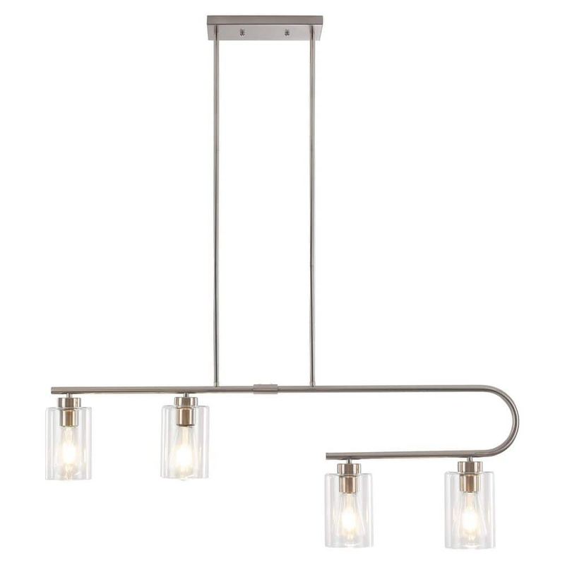 ZJVAIVE - 4-Light Nickel Linear Chandelier for Dining Room No Bulbs Included