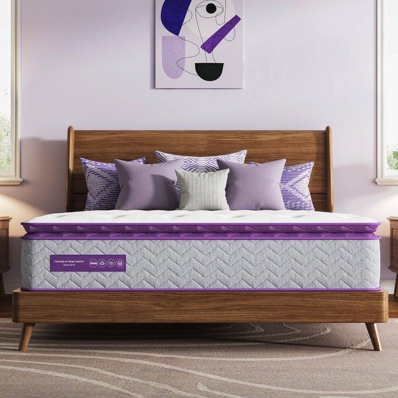 Serweet - King Size Medium Firm Hybrid Innerspring AeroChar Bamboo Charcoal Memory Foam Euro Top 14 in. Bed-in-a-Box Mattress